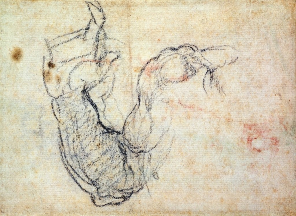 Detail of Preparatory Study for the Arm of Christ in the Last Judgement, 1535-41 by Michelangelo Buonarroti