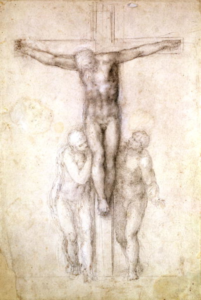Detail of Study of Christ on the Cross between the Virgin and St. John the Evangelist by Michelangelo Buonarroti