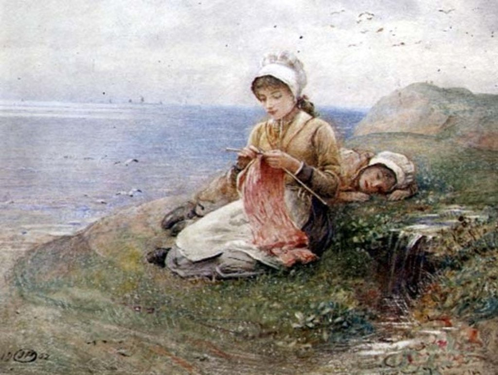Detail of Girl knitting by John Parker