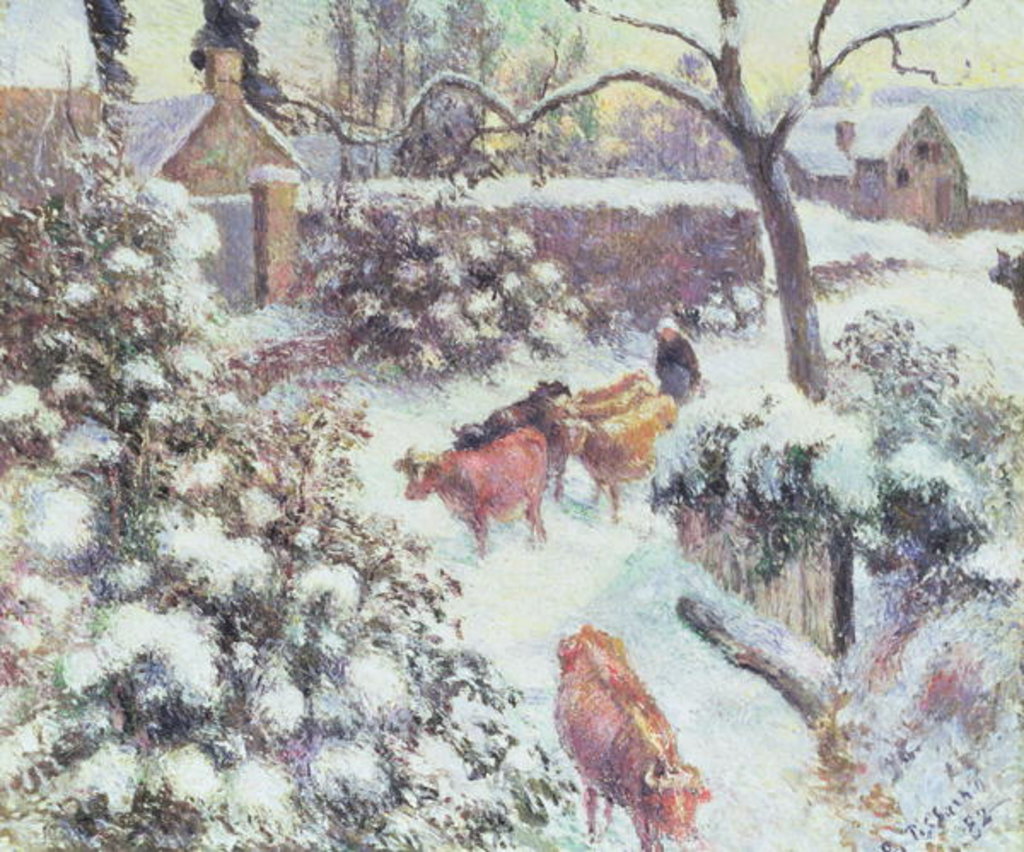 Detail of Effet de Neige a Montfoucault, 1882 by Camille Pissarro