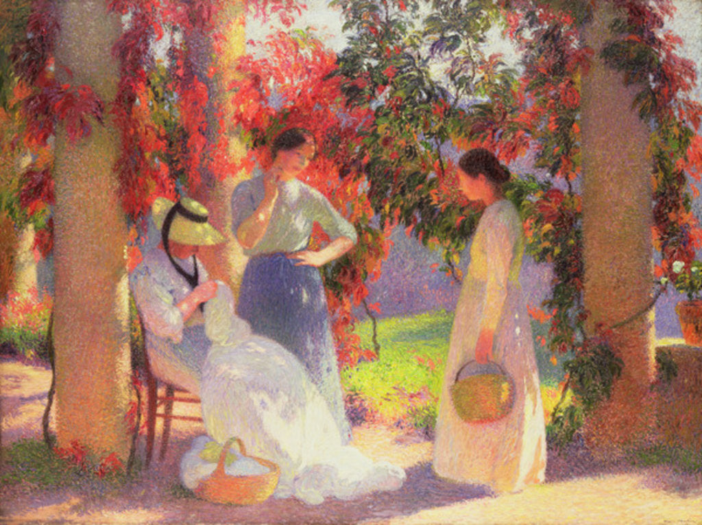 Detail of Sewing Scene under the Pergola at Marquayrol, 1902 by Henri Jean Guillaume Martin