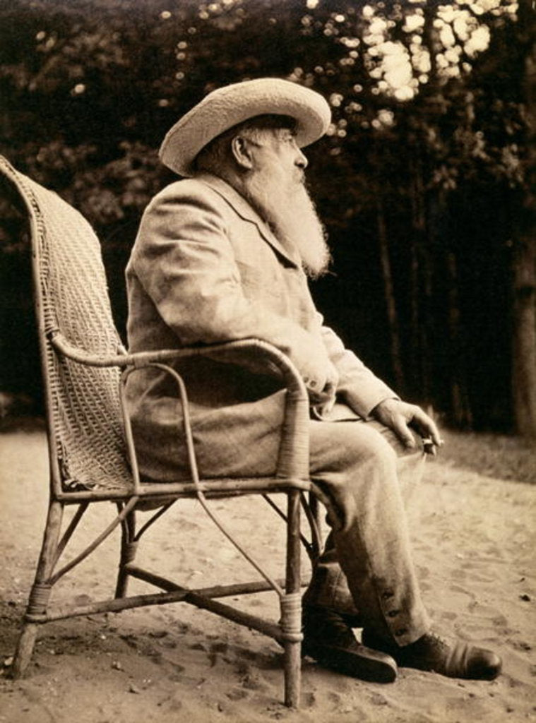 Detail of Claude Monet in the garden of Giverny, 1915 by French Photographer