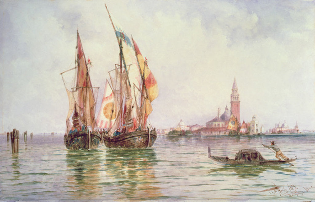 Detail of Fishing boats near San Giorgio Maggiore, Venice by Thomas Bush Hardy
