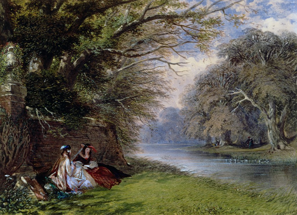 Detail of Young ladies by a river by John Edmund Buckley