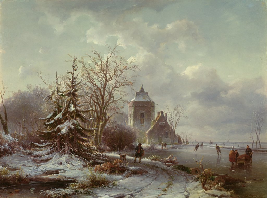 Detail of Winter Scene, 19th century by Andreas Schelfhout