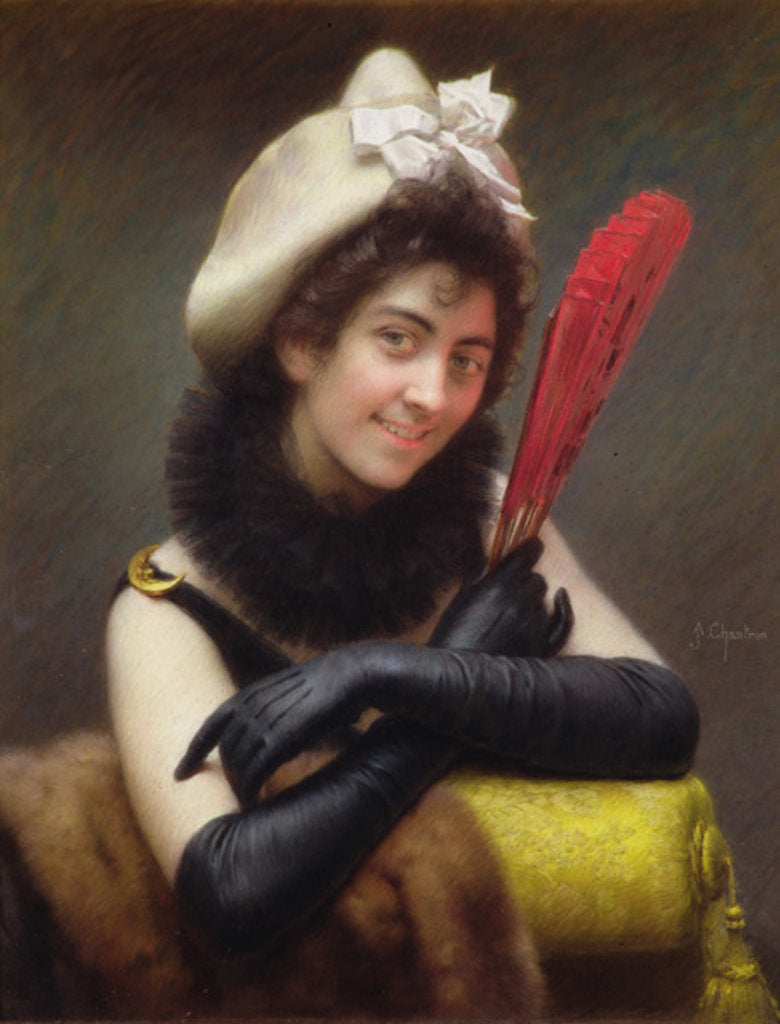 Detail of La Coquette by Alexandre-Jacques Chantron