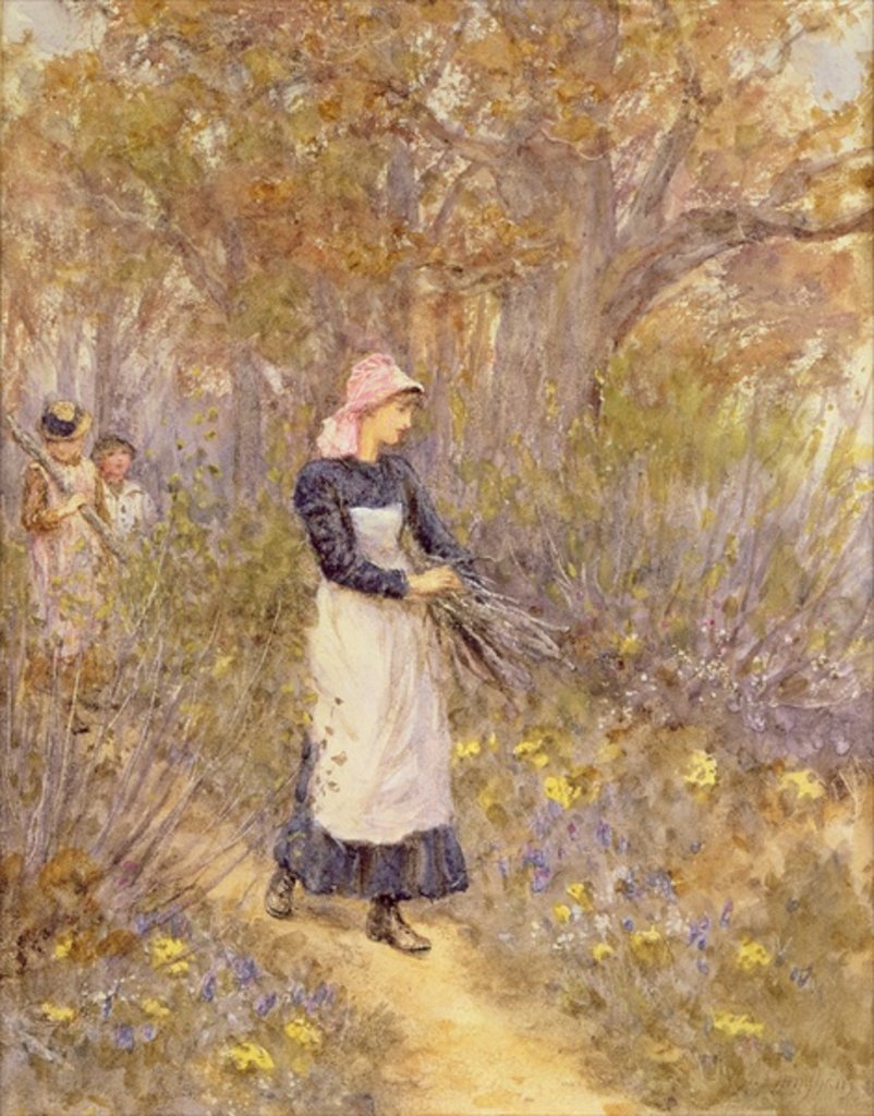 Detail of Gathering wood for mother by Helen Allingham