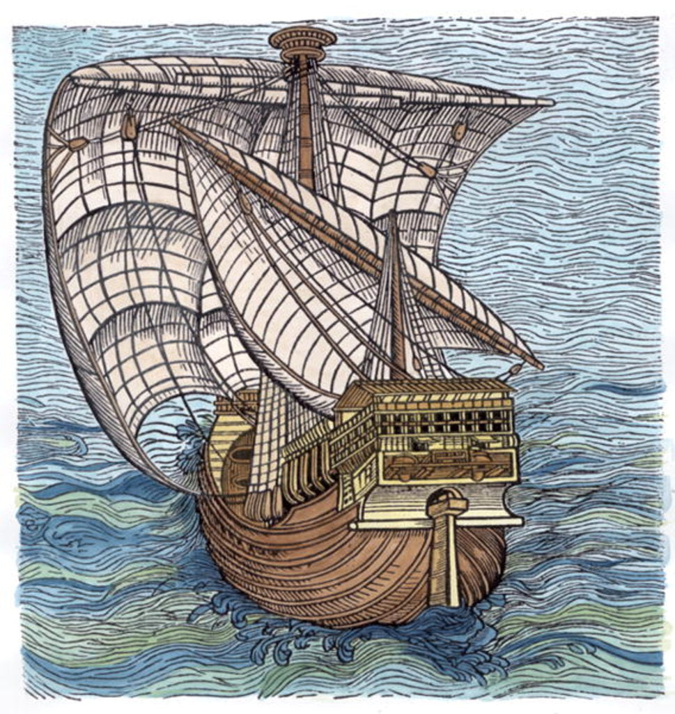 Detail of Ship of Columbus'Time' by English School