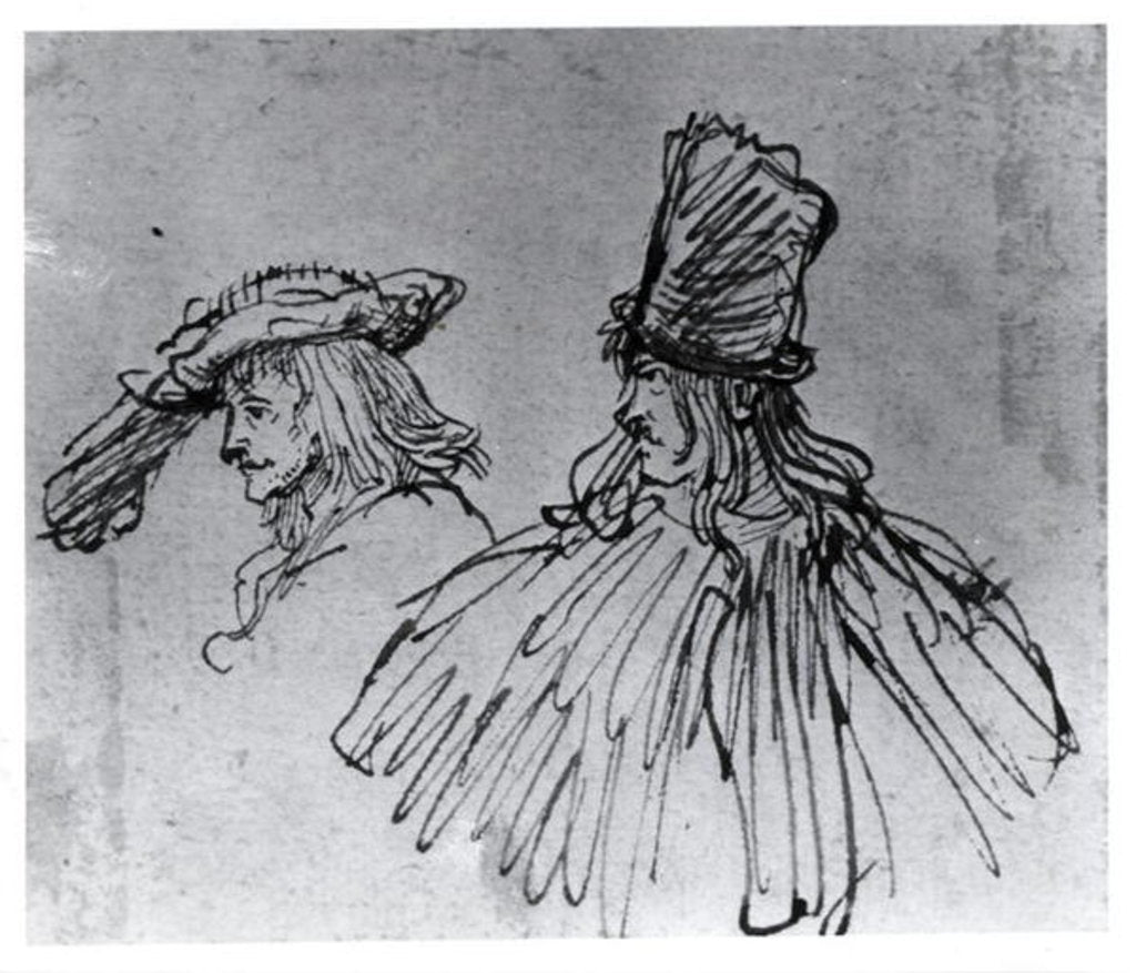 Detail of Two Actors by Rembrandt Harmensz. van Rijn