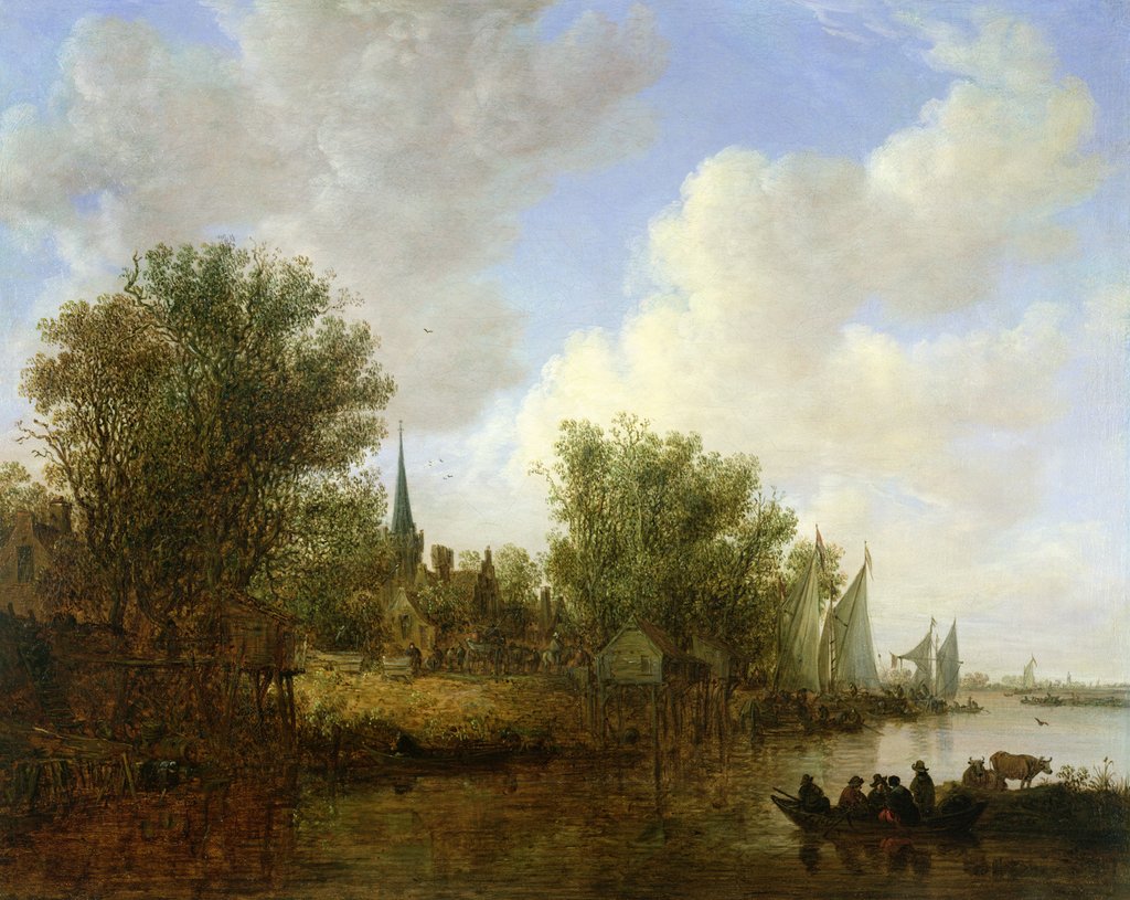 Detail of River scene with a View of Overschie, 1651 by Jan Josephsz van Goyen