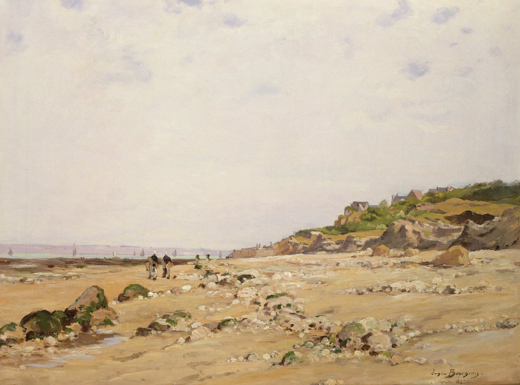 Detail of The Beach at Villerville, 1887 by Eugene Bourgeois