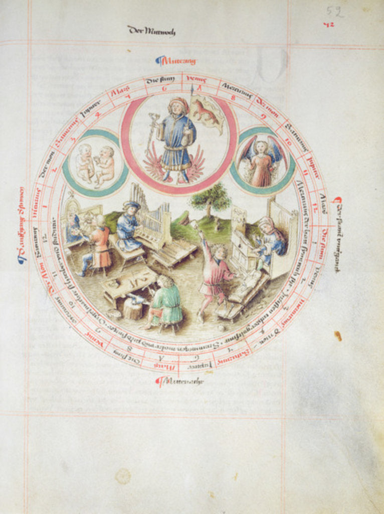 Detail of MS 2a Astron 1, fol 5.2 Astrological chart depicting Wednesday by School German