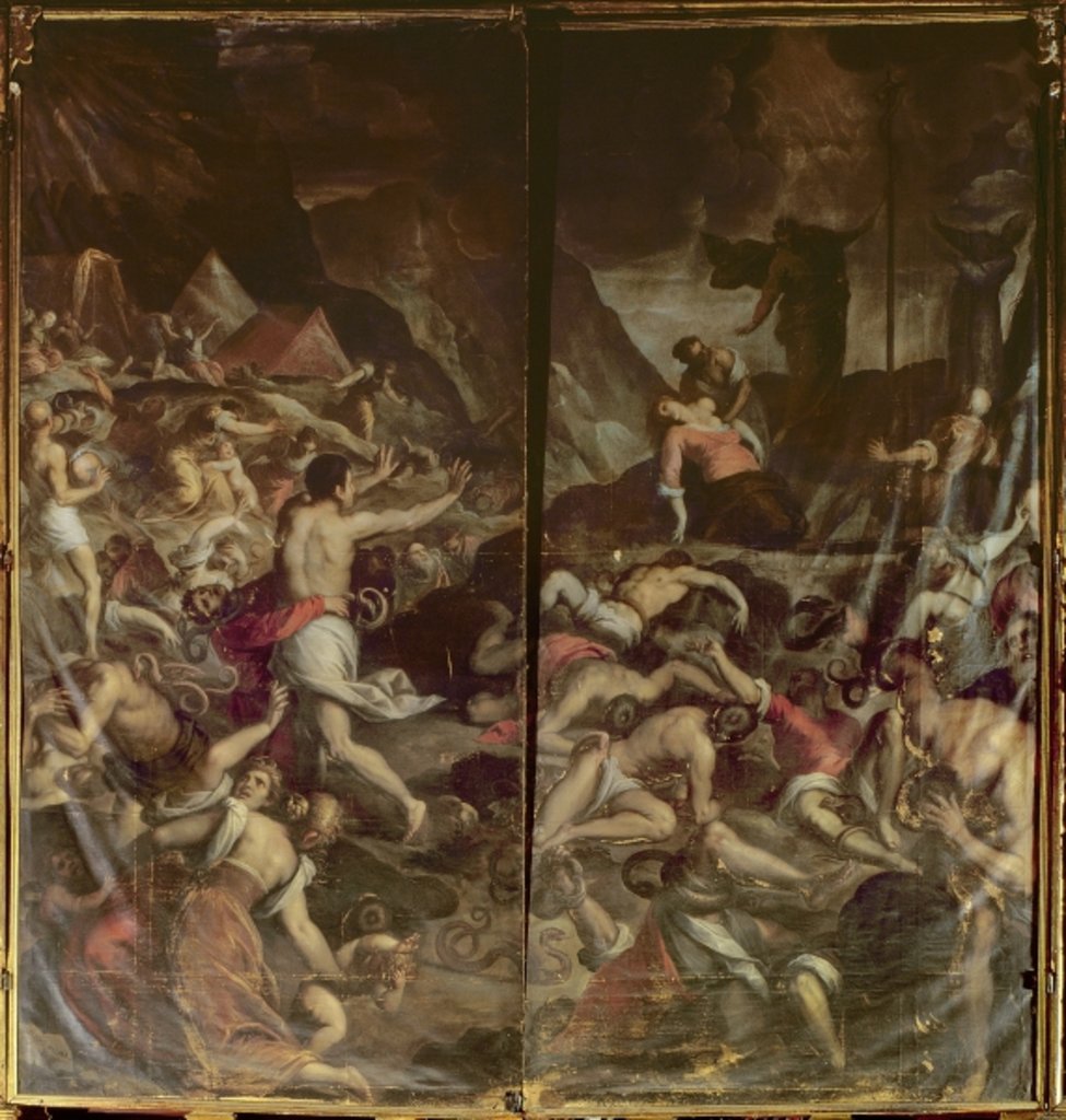 Detail of Two organ panel doors depicting the Fiery Serpents infesting the camp of Moses after the death of Aaron, 1600 by Palma Il Giovane (1548-1628)
