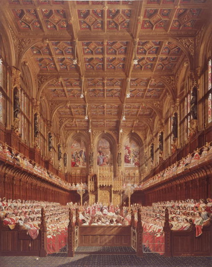 Detail of Queen Victoria in the House of Lords by Joseph (after) Nash