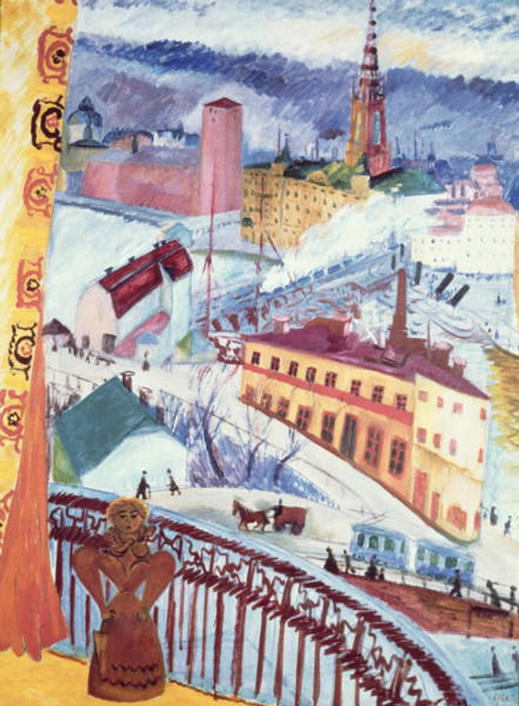 Detail of View of Slussen, 1919 by Sigrid Hjerten