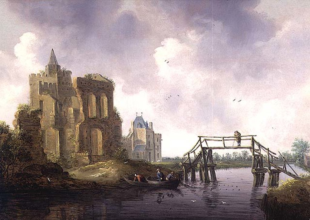 Detail of The Bridge at Heemstede, outside Haarlem by Leendert or Leonard Knijff