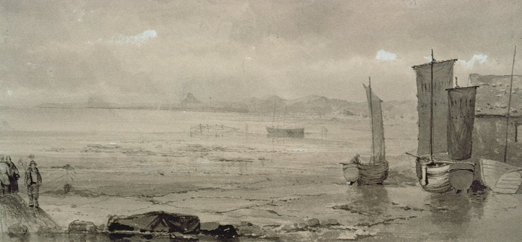 Detail of Seashore Study: Low Tide, with Fishing Boats and Fisherfolk, 19th century by William Collins