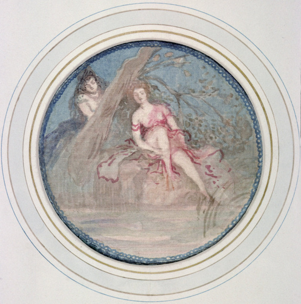 Detail of Female Figure seated on the Bank of a Stream: another Figure behind a Tree by Charles Edward Conder