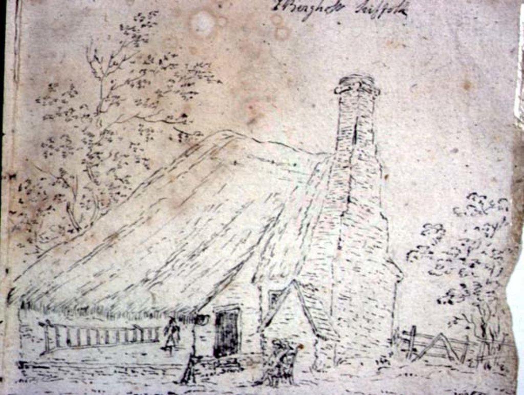 Detail of Cottage at East Bergholt, with a cottager by John Constable