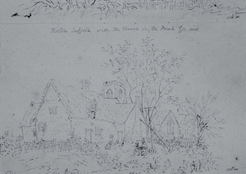 Detail of Cottage at Holton with the church in the background by John Constable
