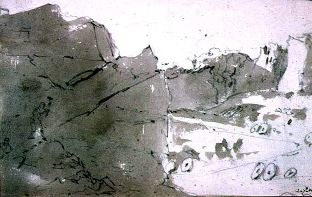 Detail of A Quarry for Mill-stones in Derbyshire, 1801 by John Constable