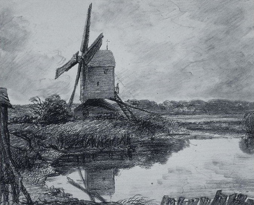 Detail of A mill on the banks of the River Stour by John Constable
