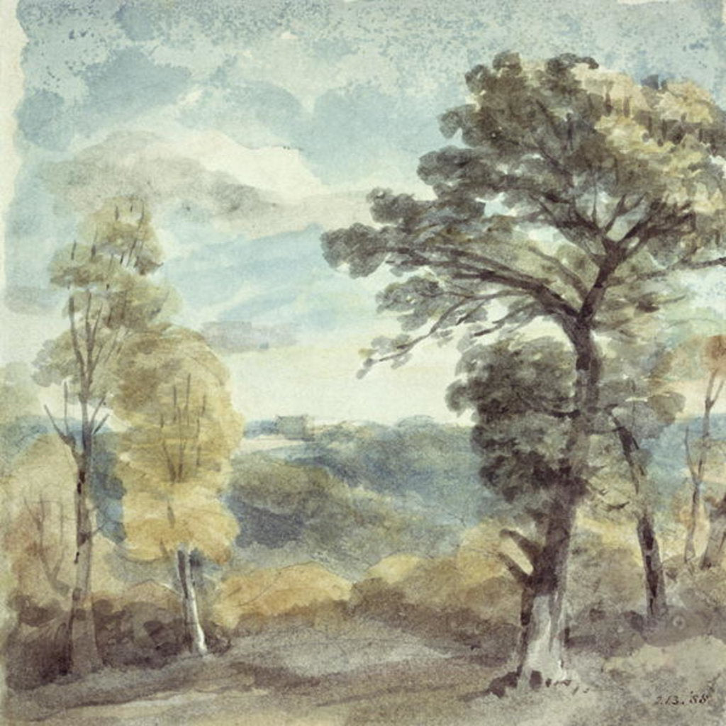 Detail of Landscape with Trees and a Distant Mansion by John Constable