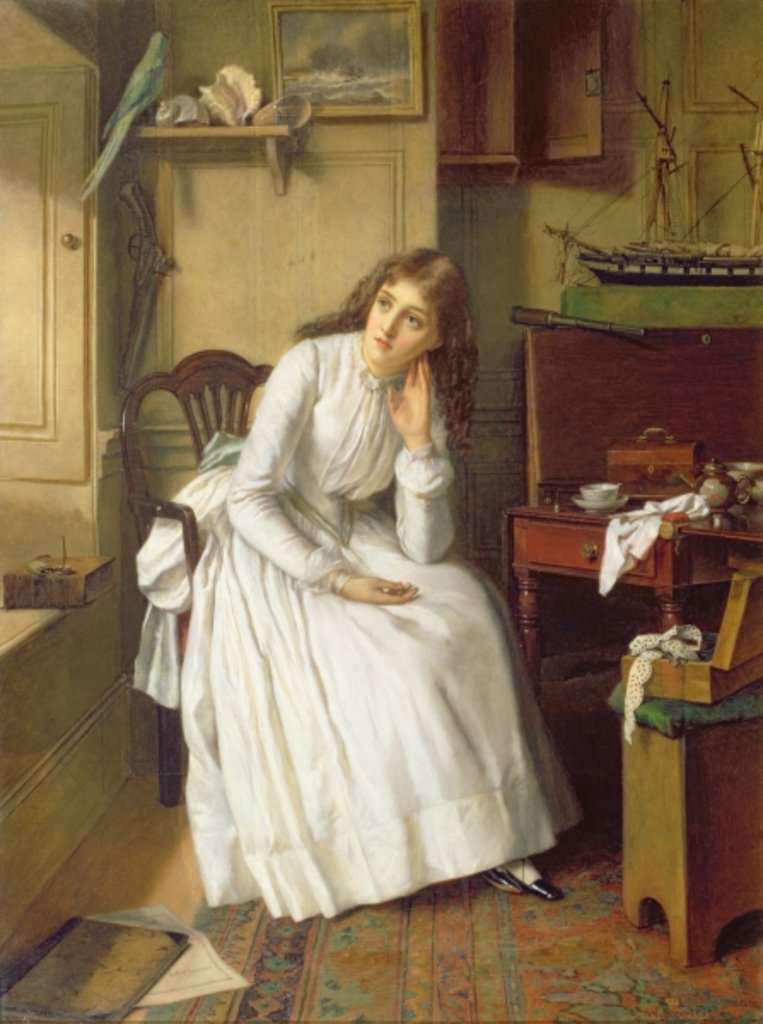 Detail of Flo Dombey in Captain Cuttle's Parlour by William Maw Egley
