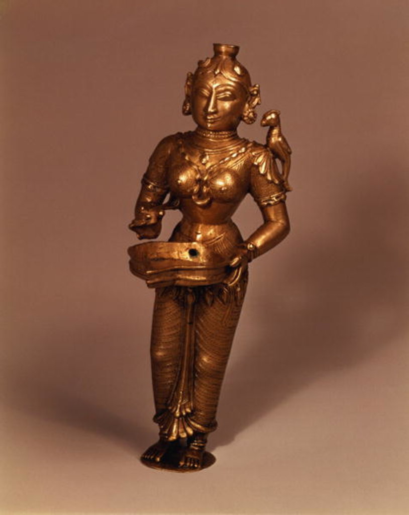 Detail of Lamp in the form of Goddess of Fortune, South Indian, early 19th century by Indian School