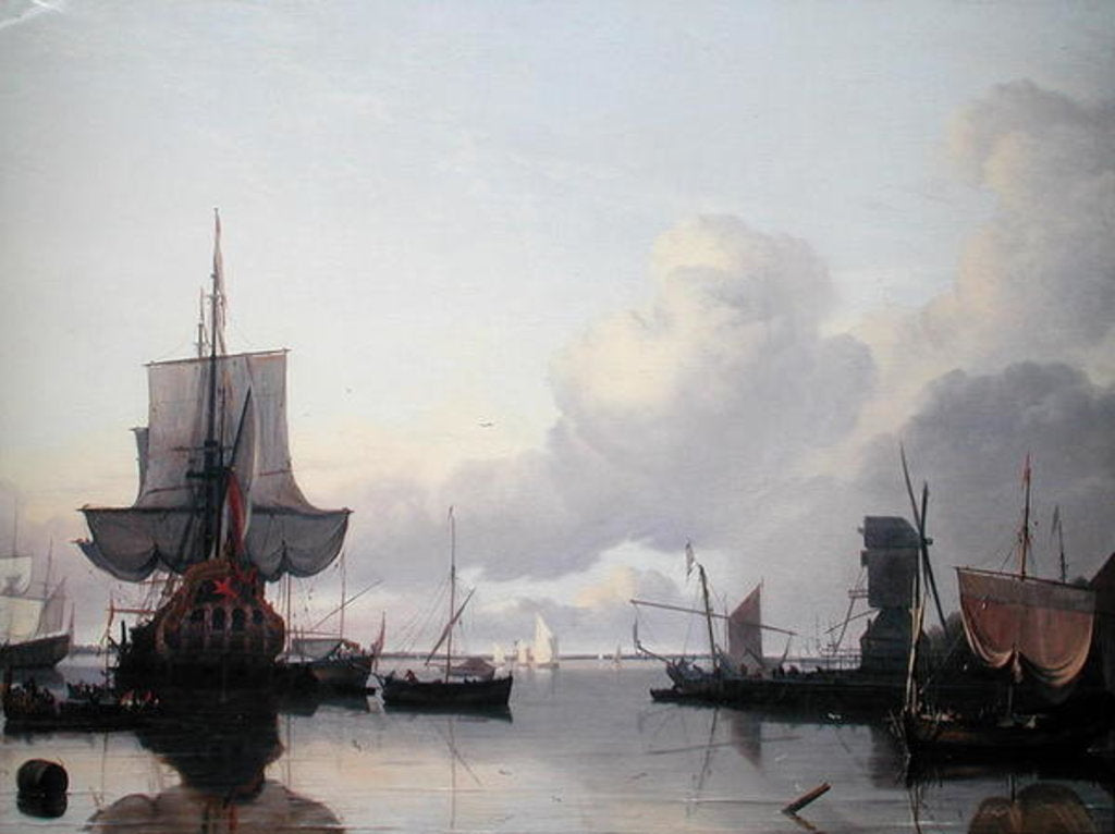 Detail of Harbour by Ludolf I Backhuysen