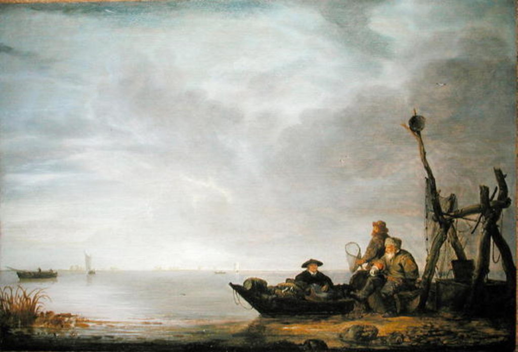 Detail of Fisherman on the Shore by Simon Jacobsz. Vlieger