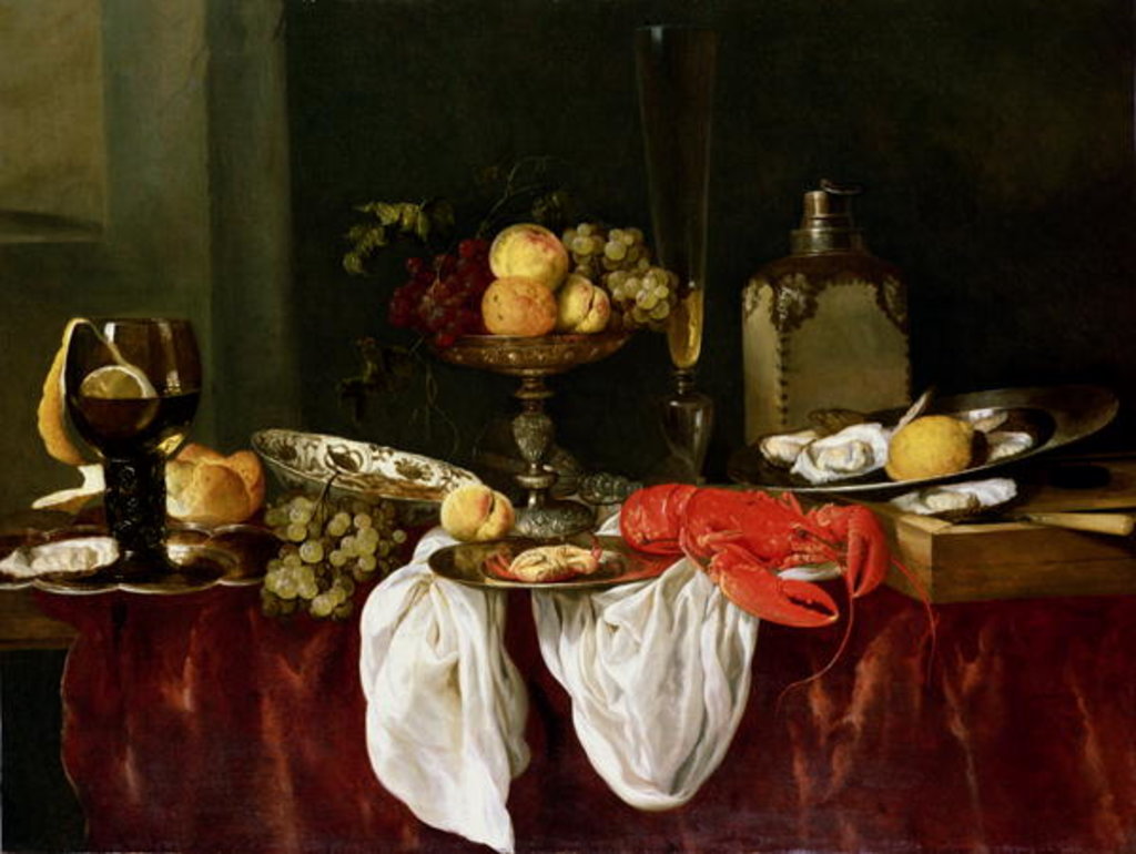 Detail of Still Life with lobster by Abraham Hendricksz van Beyeren