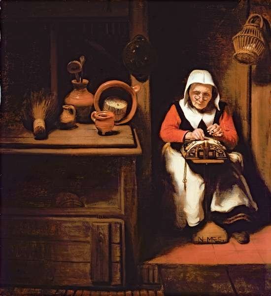 Detail of The Lacemaker by Nicolaes Maes