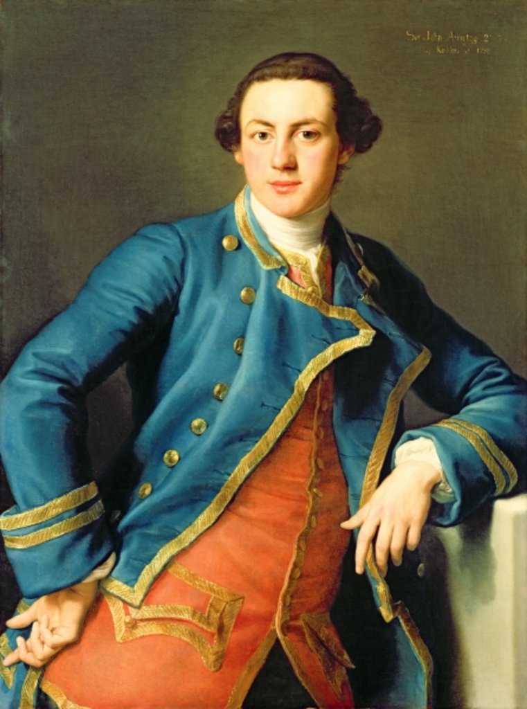 Detail of Portrait of Sir John Armytage 2nd Bart of Kirklees, 1758 by Pompeo Girolamo (follower of) Batoni