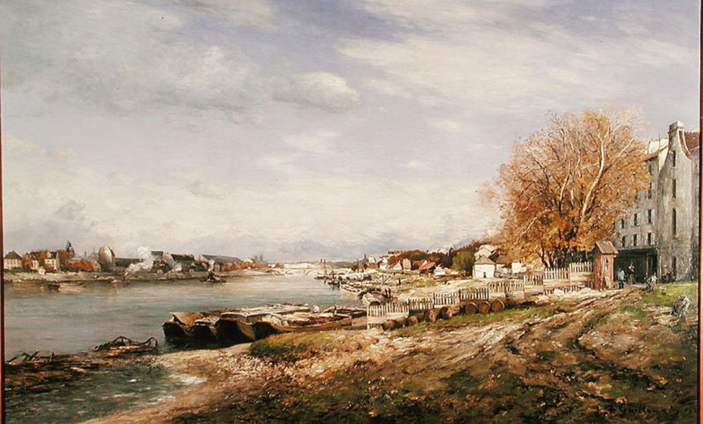 Detail of View of the Port of Bercy, Paris, 1880 by Jean Baptiste-Antoine Guillemet