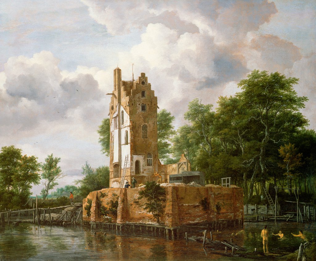Detail of View of Kostverloren Castle on the Amstel by Jacob Isaaksz. or Isaacksz. van Ruisdael