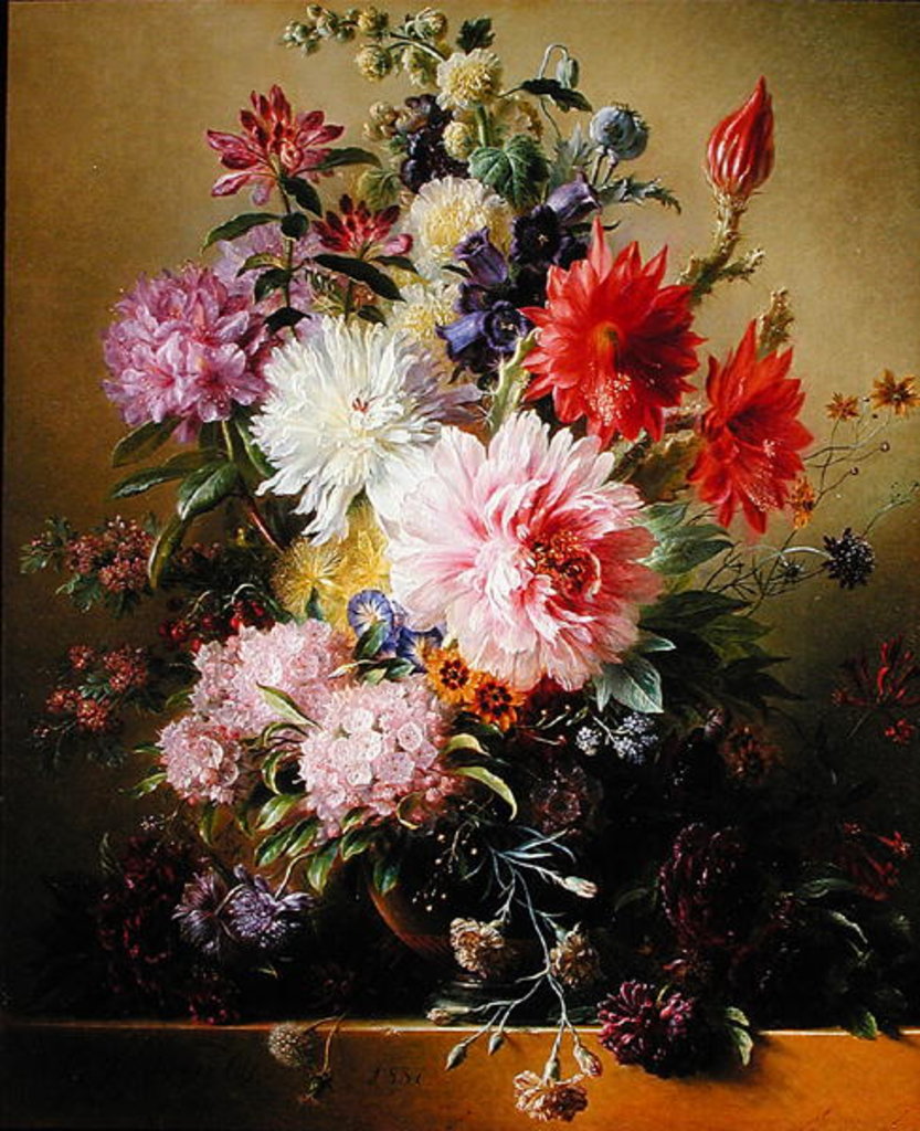 Detail of Still life with flowers, 1837 by Georgius Jacobus Johannes van Os