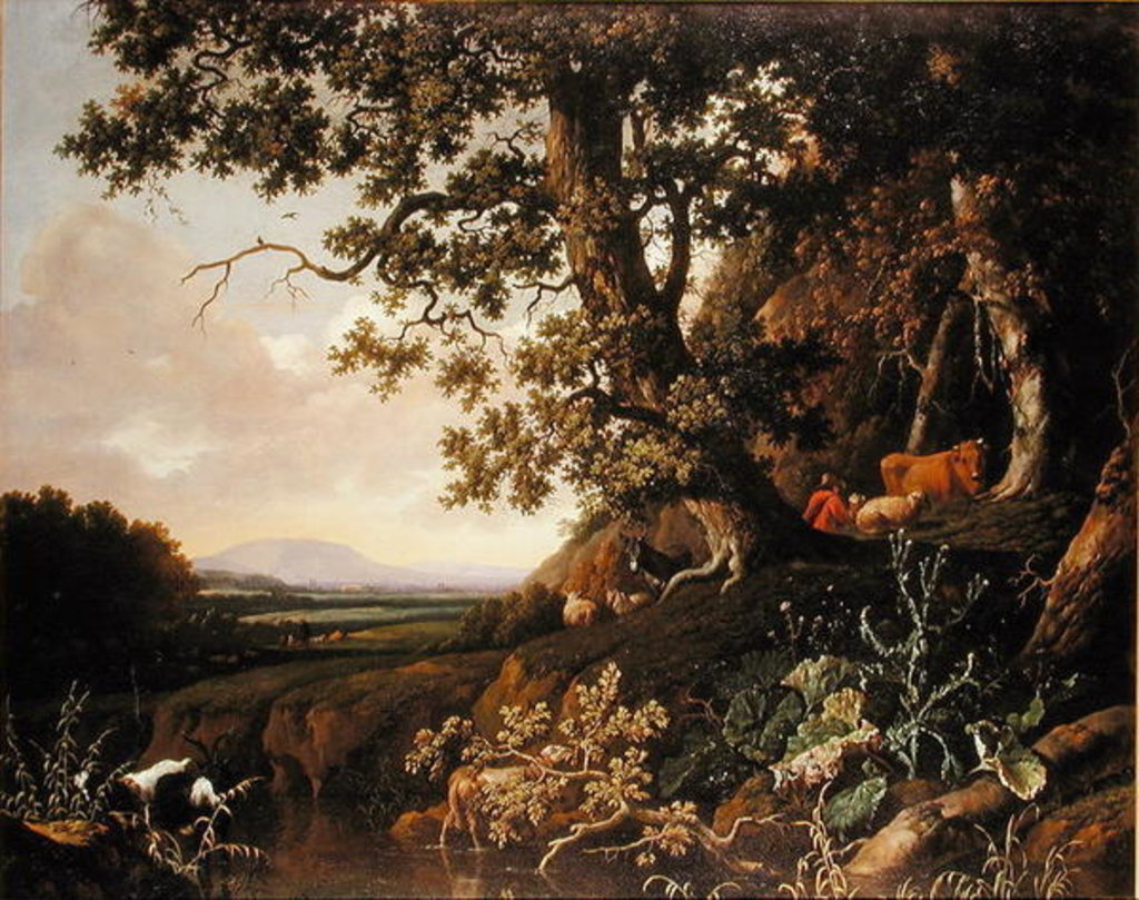 Detail of Pastoral landscape by Abraham-Jansz Begeyn