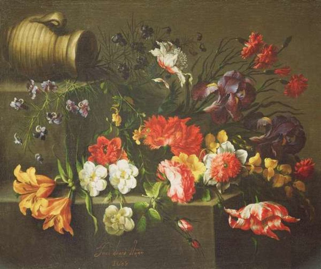 Detail of Flowers on a Ledge, 1665 by Juan de Arellano