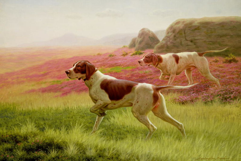 Detail of Pointers in a Landscape, 19th century by Harrington Bird