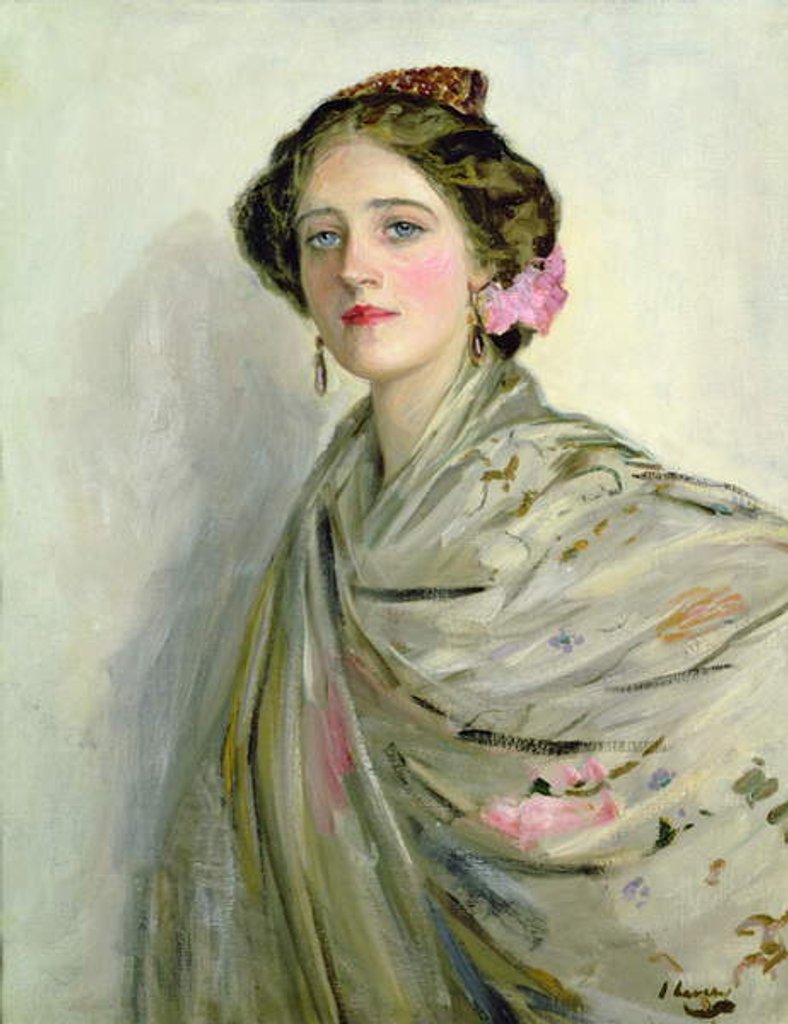 Detail of A Fair Spaniard, portrait of Mrs Chowne by John Lavery