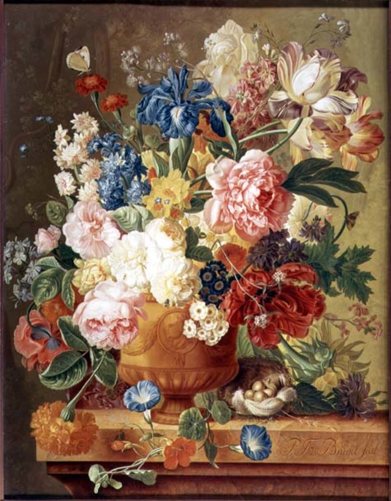 Detail of Flowers in a Vase, 1789 by Paul Theodor van Brussel