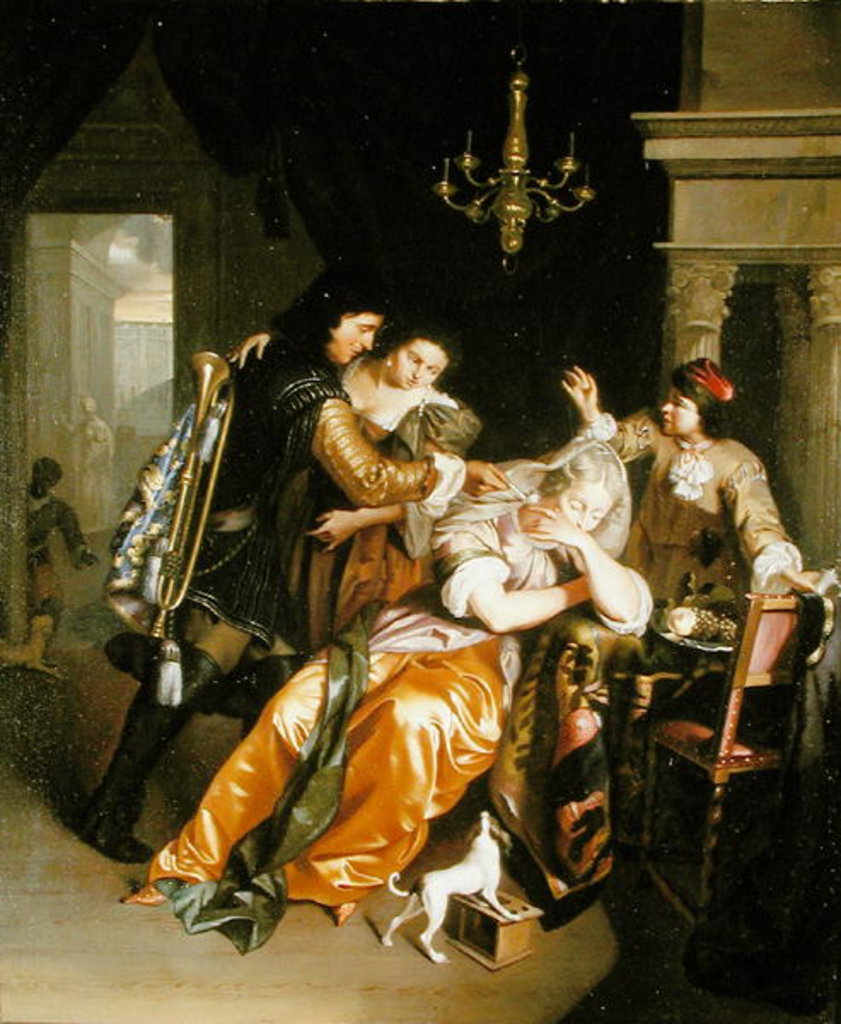 Detail of The Lady and the Trumpeter by Jan Verkolje