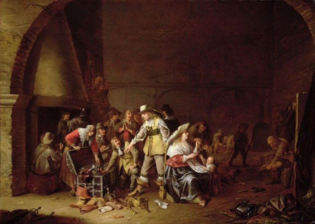 Detail of The Treasure trove by Anthonie Palamedesz