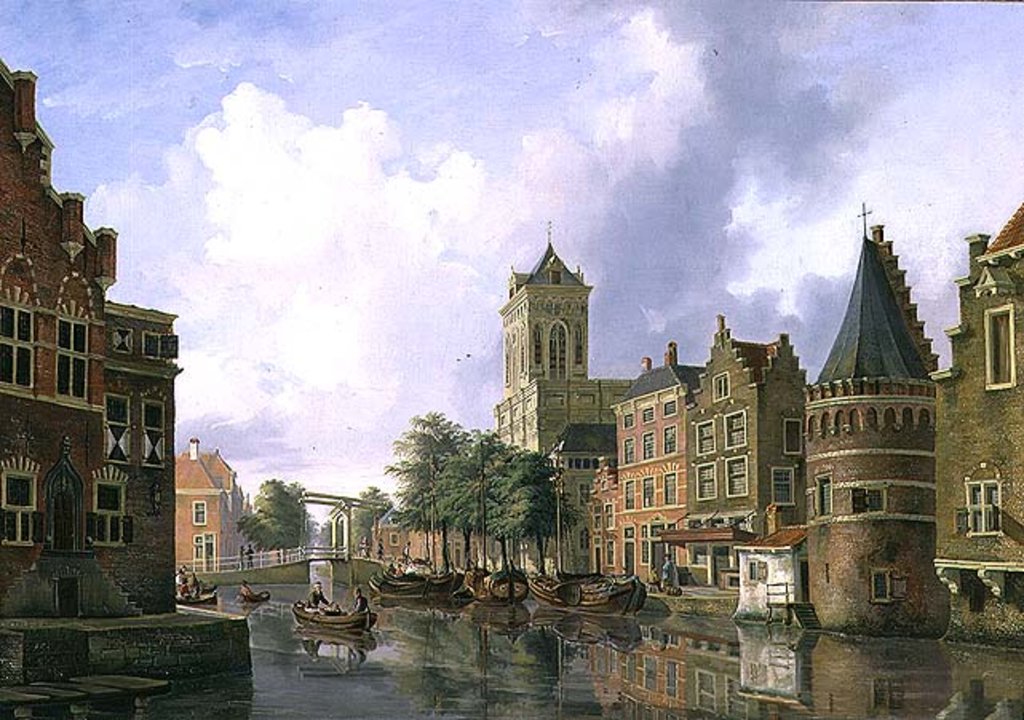 Detail of Amsterdam Street Scene by Petrus Beretta
