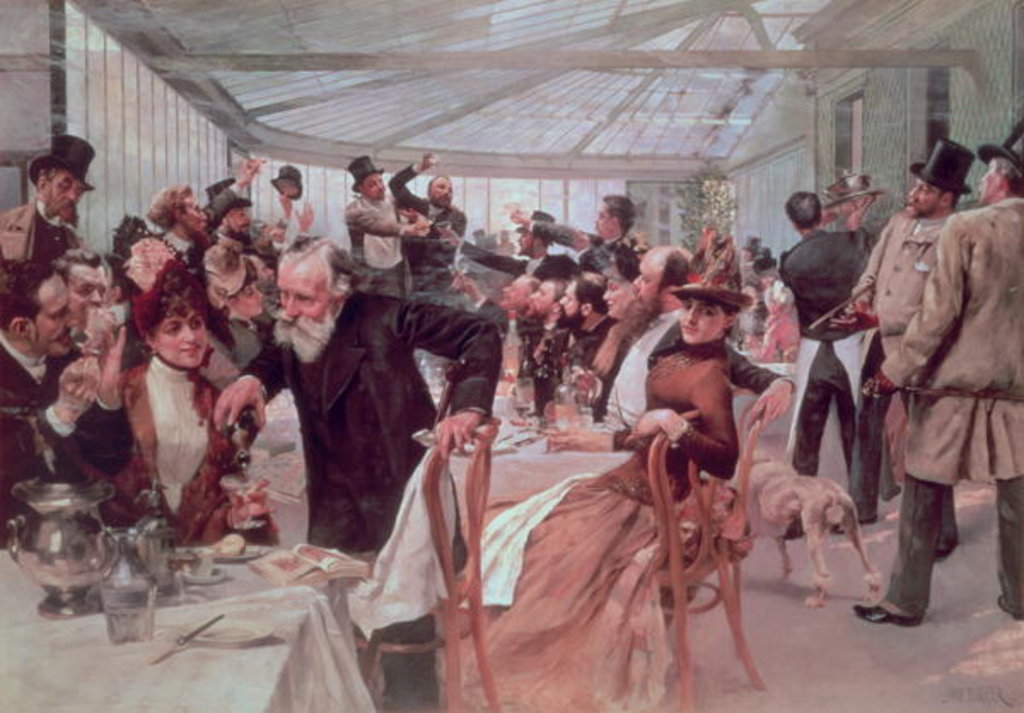 Detail of Scandinavian Artist's Luncheon at Cafe Ledoyen on Varnishing Day, 1886 by Hugo Birger