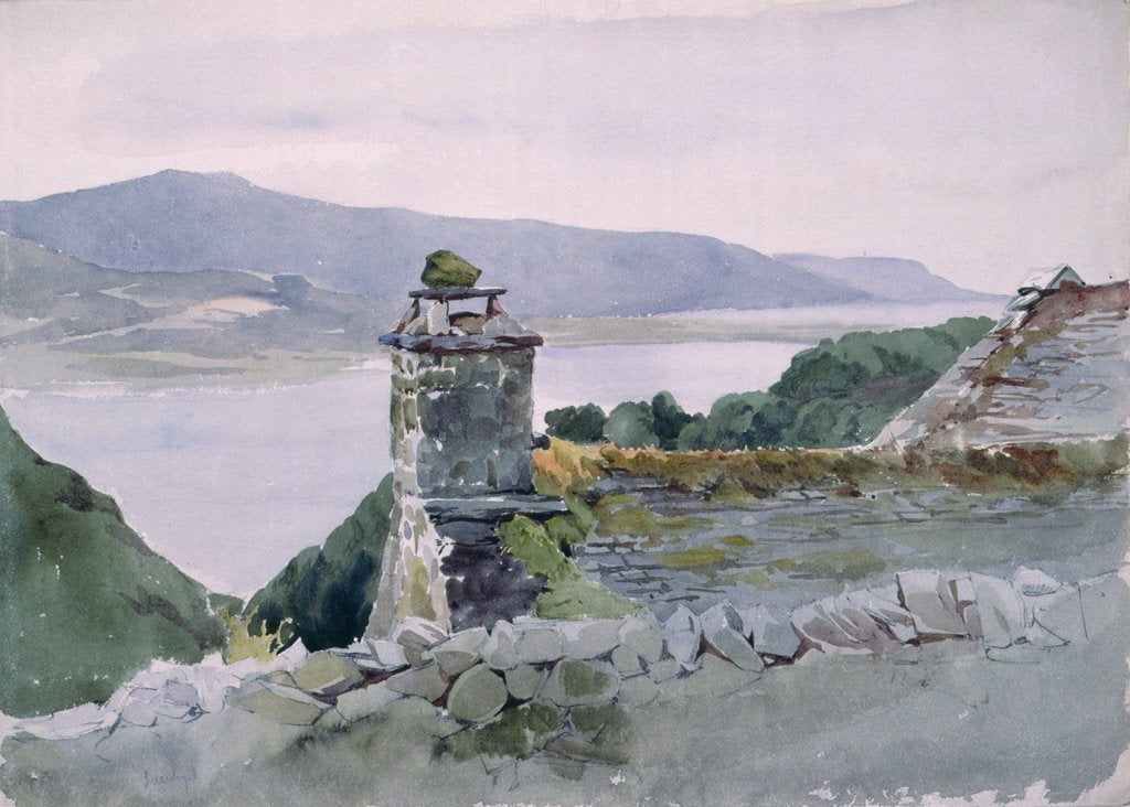 Detail of A hilly bay, seen from a wall over a roof, 19th century by John Absolon