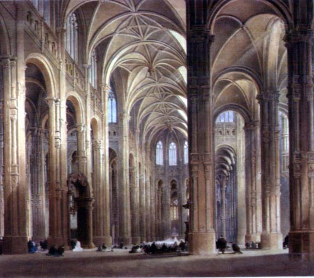 Detail of The Interior of St. Eustache, Paris, 19th century by Thomas Allom