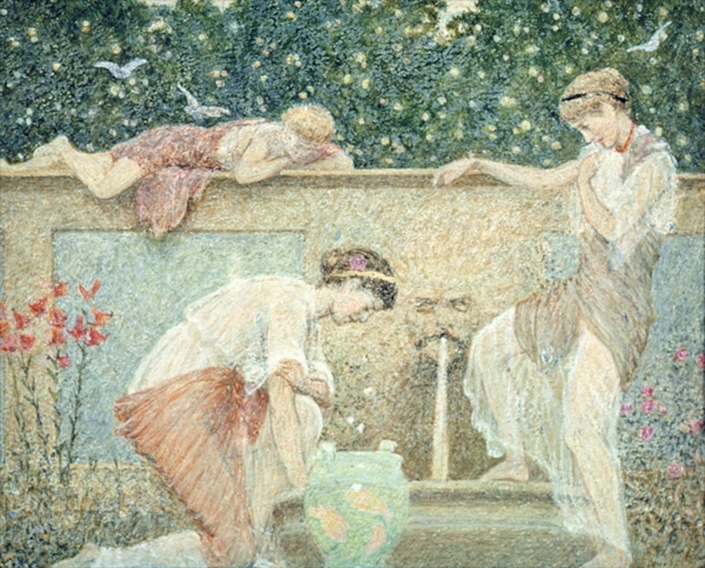 Detail of The Fountain. One of three sketches for the decoration of Bank Hall, near Chapel-on-le-Frith, Derbyshire. by Thomas Armstrong