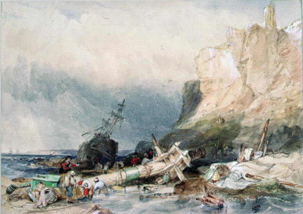 Detail of Tynemouth Castle, Tyne and Wear, with Wreck by George Balmer